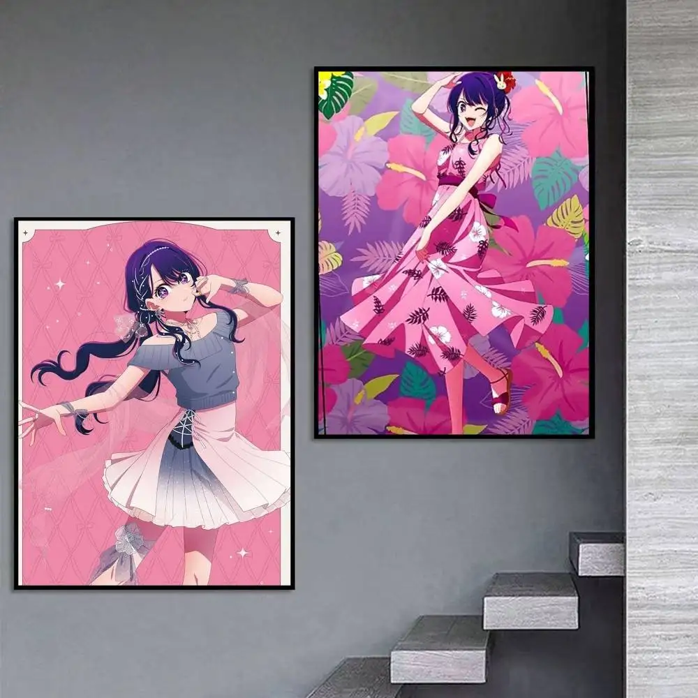 Ai NEW Design H-Hoshino Oshi no-Ko  Poster Self-adhesive Art Waterproof Paper Sticker Coffee House Bar Room Wall Decor