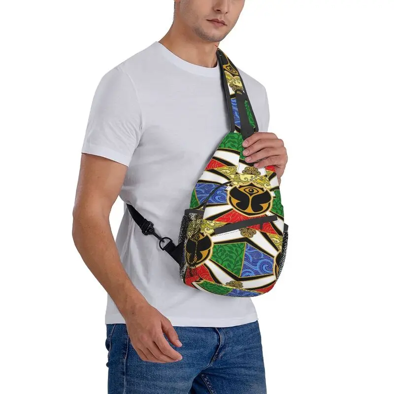 Tomorrowland Party Sling Chest Bag Custom Electronic Music Crossbody Shoulder Backpack for Men Travel Hiking Daypack