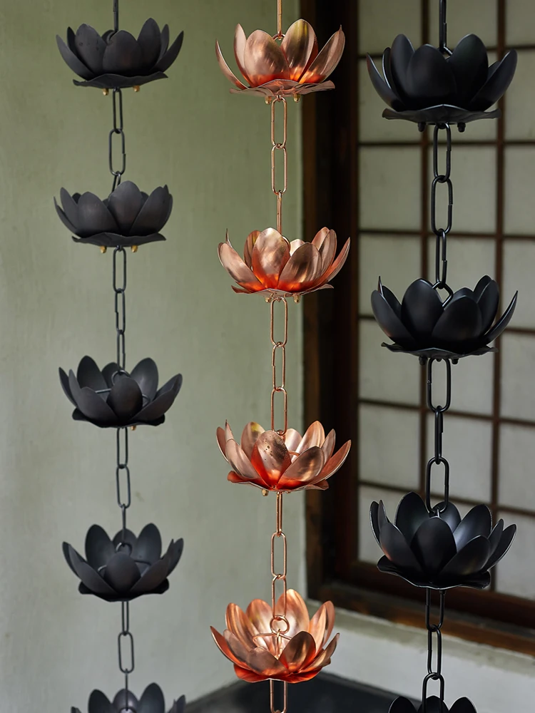 

Copper villa courtyard lotus rain chain Japanese eaves drainage chain B&B rain chain gutter sink decoration