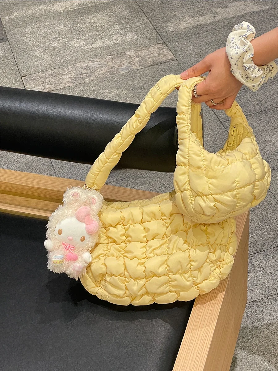 

Cloud ape oulder Bag New Summer Casual Sweet Girl Foldable Handbag Women's Polyester Soft Bag with Zipper Closure
