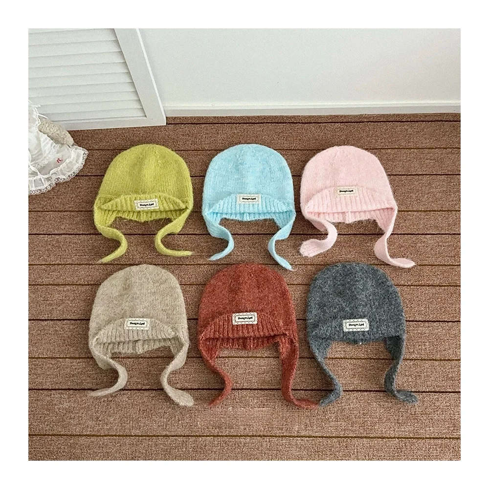 

2025 New Arrival Kids Baby Hat Warm Thickened Earflap Knitted Beanie Hat Soft Autumn Winter Headwear for Toddler Multiple Colors