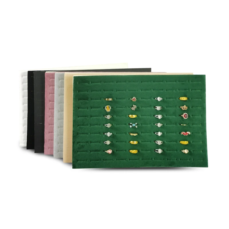100 Slot Velvet Ring Display Foam Mat,Jewelry Tray for Retail Showcase & DIY Organizer,Protective Liner Countertop Display Pad
