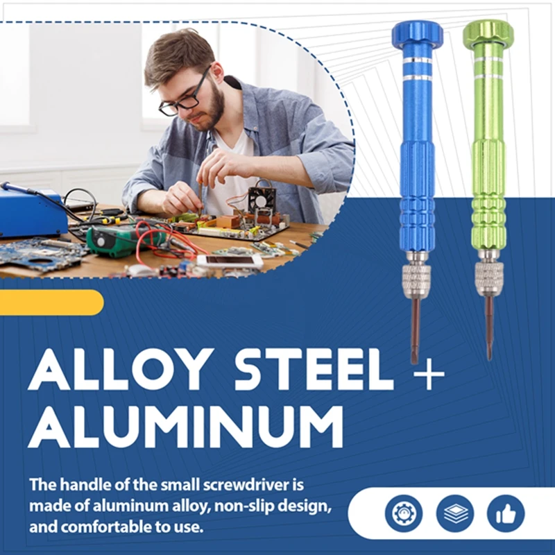 眼鏡修理キット メガネドライバーセット 10個の磁気ドライバーチップ付き、時計電話、ラップトップ、ジュエリー、電子用
