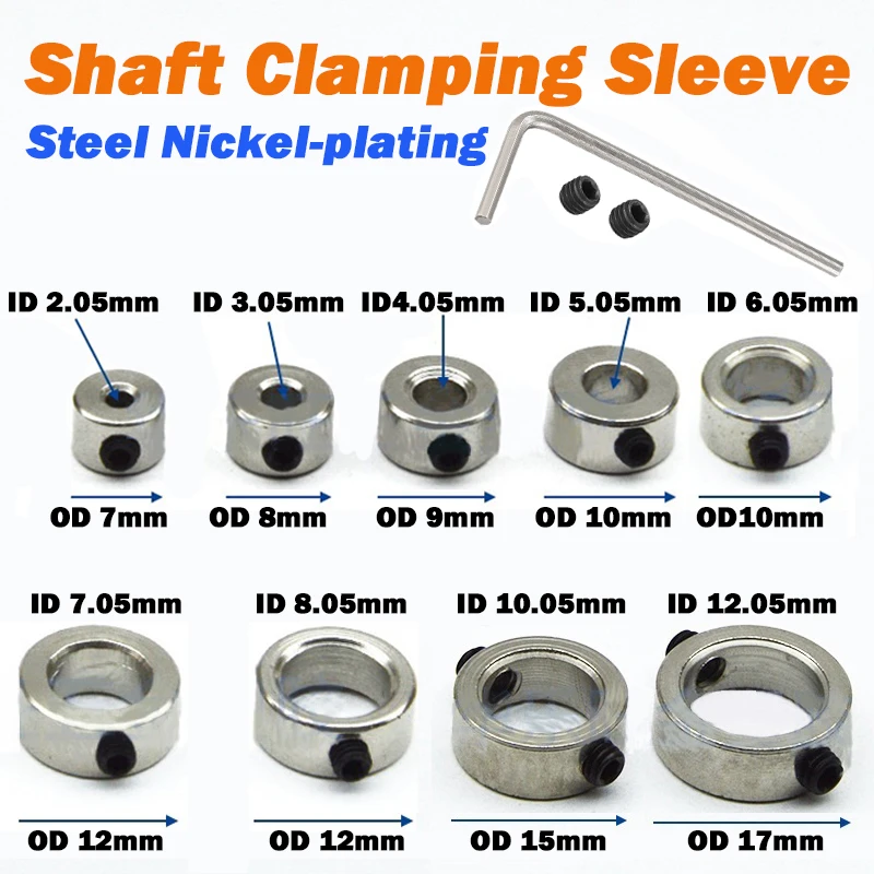 5PCS Metal Shaft Clamping Sleeve 2/3/4/5/6/7/8/10/12mm RC Model Steel Nickel-plating Wheel Lock Collar Shaft Axle Bushing