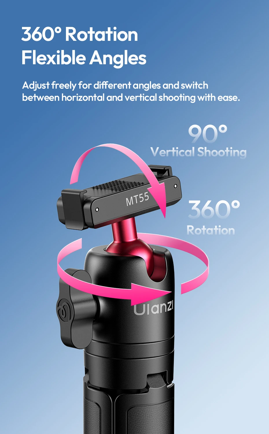 Ulanzi MT55 SnapGo Mini Selfie-Stick Stativ Overhead Mantis Rucksackhalterung für DJI Action6/Nano für Insta360 Go Ultra für Reisen – Detail 13