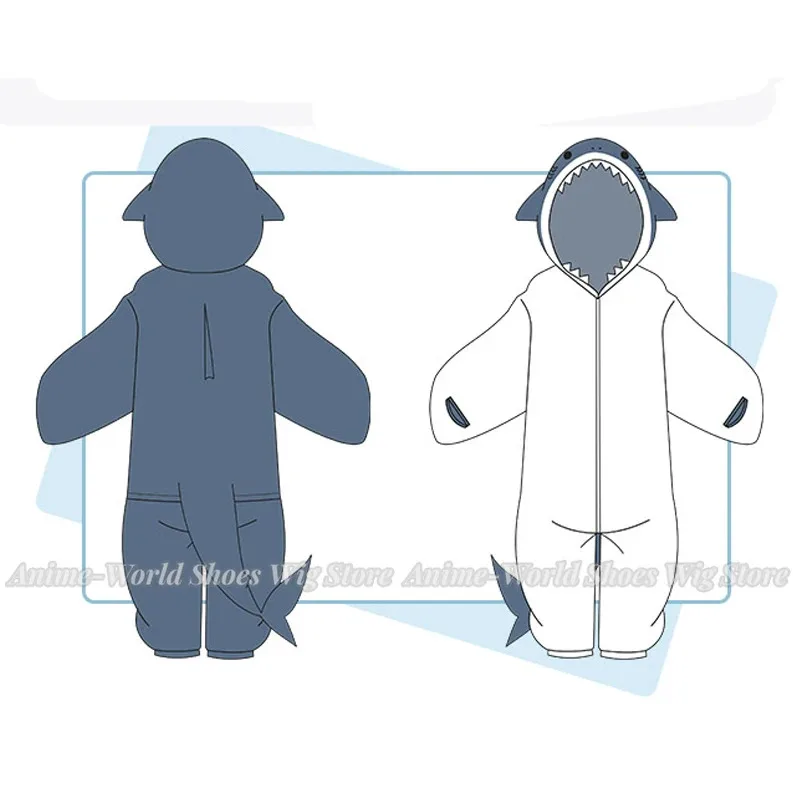 

Аниме Hololive VTuber Gawr Gura Shark костюмы для косплея пижамы одежда для сна для взрослых мягкий теплый фланелевой комбинезон унисекс ночная рубашка костюм