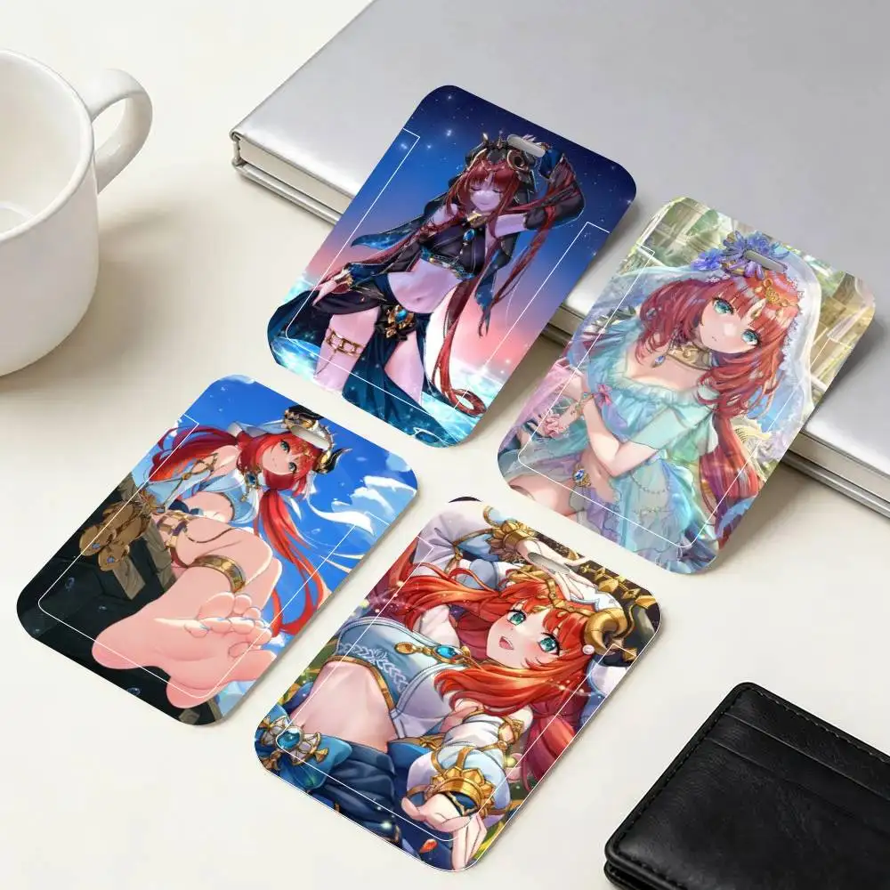 Game Genshin Impact Nilou ID Card Holder Neck Strap Pendant Door Badge Holder Lanyards Keychain Work Credential Case Gift