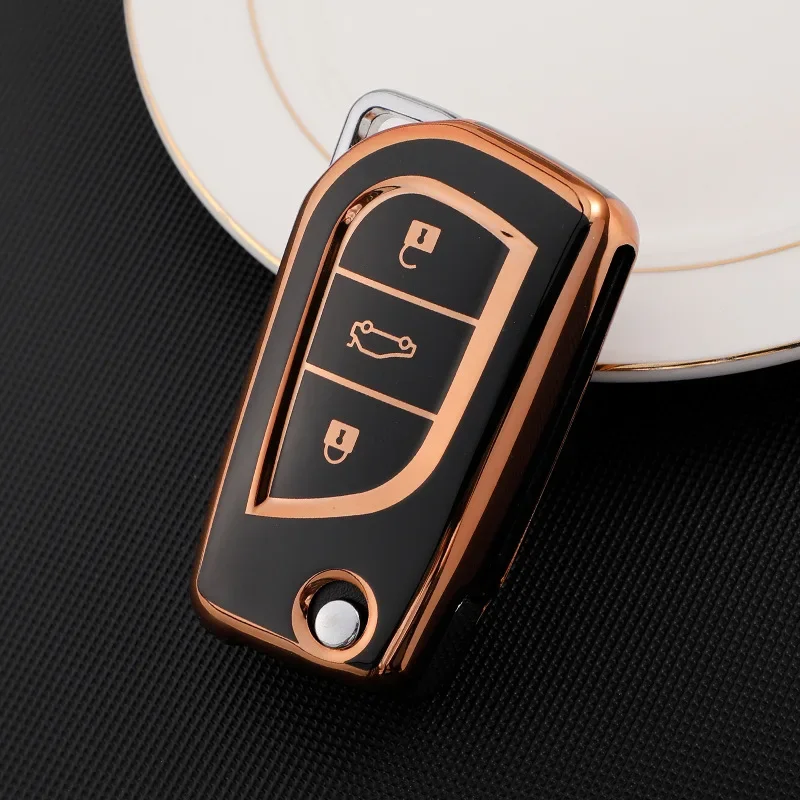 TPU Car Flip Key Case Cover Shell Fob for Toyota Auris Corolla Avensis Verso Yaris Aygo Camry RAV4 Forturner Hilux Scion TC IM