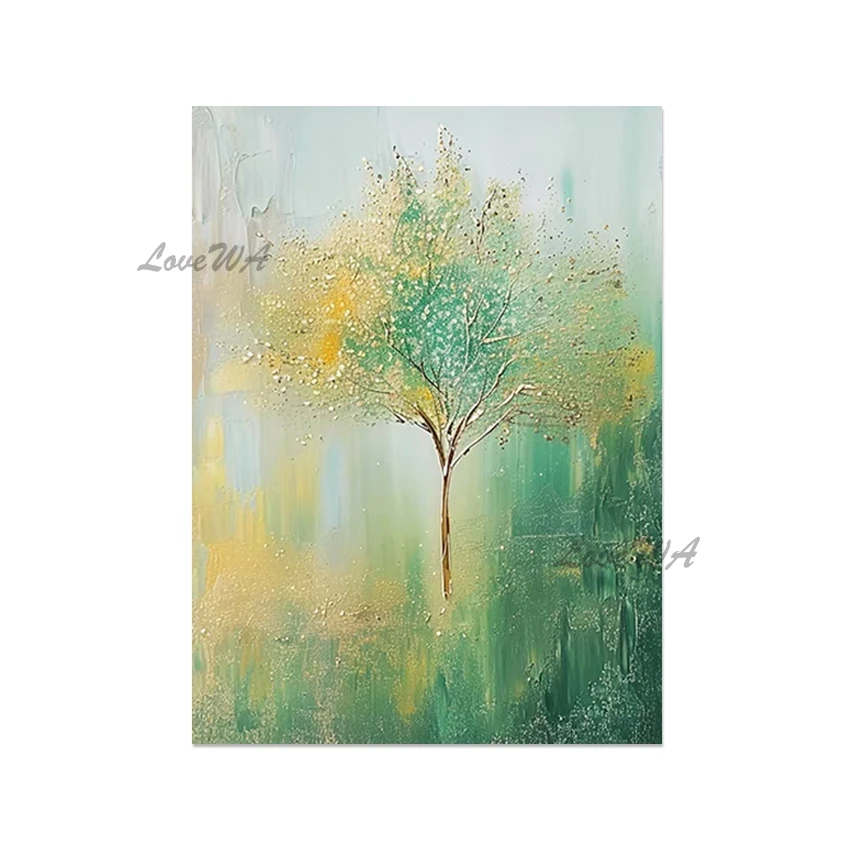 Home Decor, Handmade Abstract Tree Canvas Oil Painting, Quality Artwork, Modern Art Wall Hanging, Interior Picture, No Framed