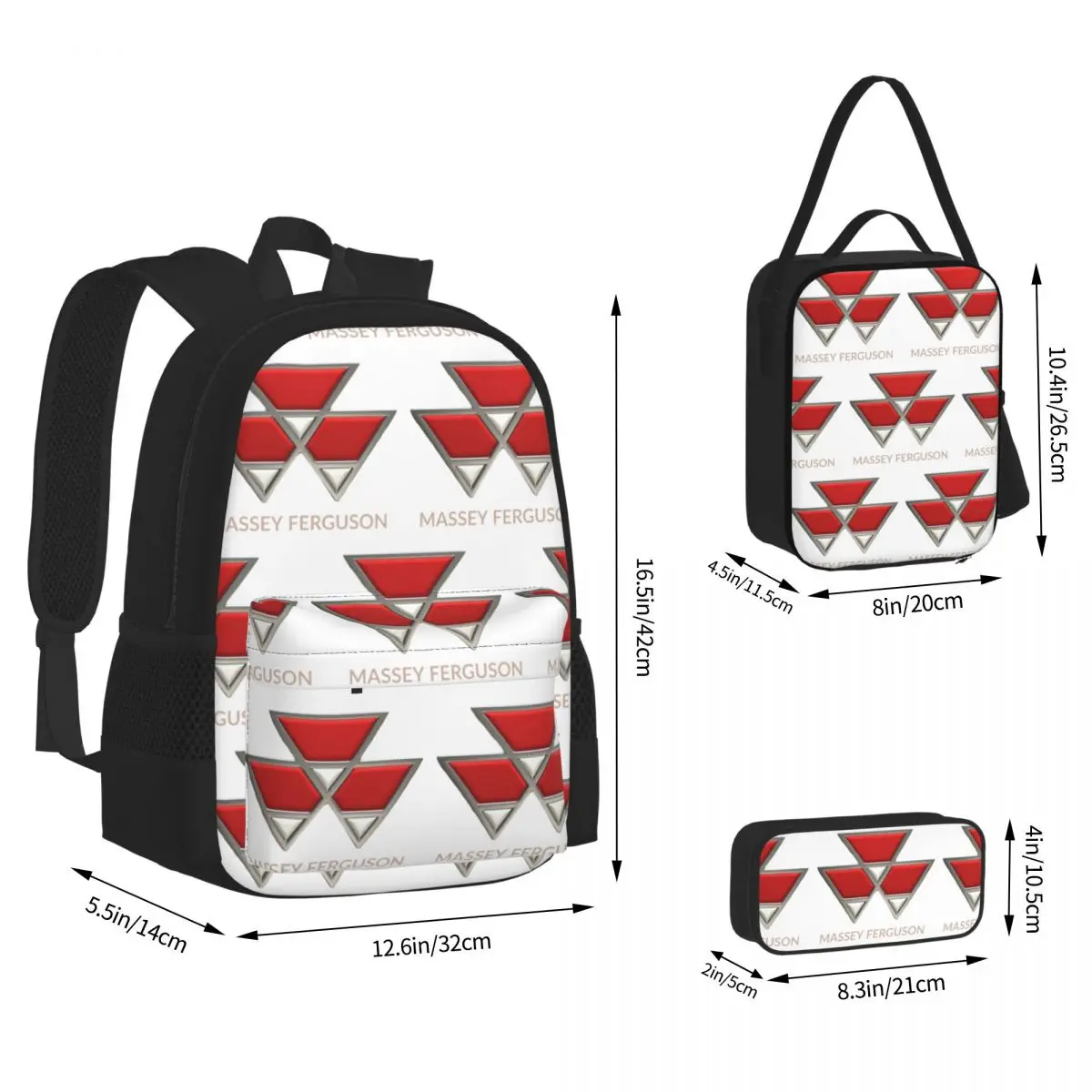 2025 Massey Ferguson Logo Backpacks Children Bookbag School Bags Kids Rucksack Lunch Bag Pen Bag Three-Piece Set