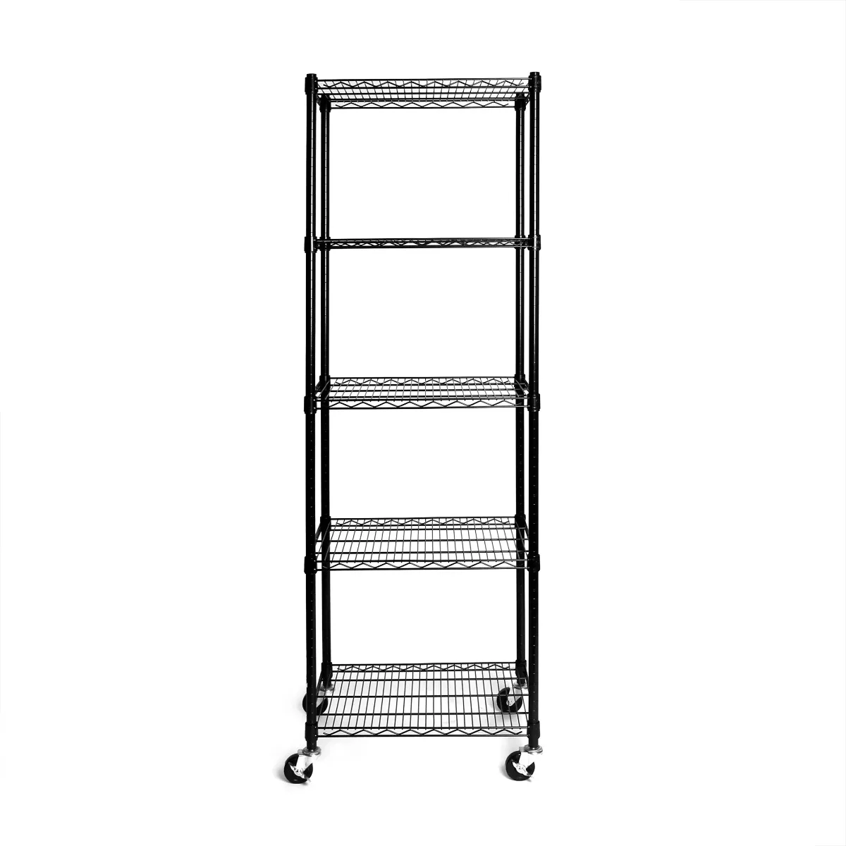 

Seville Classics UltraDurable Commercial-Grade 5-Tier NSF-Certified Steel Wire Shelving with Wheels, 24" x 18", Black