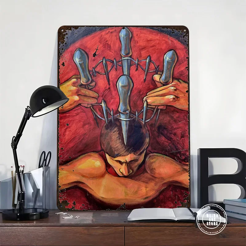 Power Personalized 3D Textured Metal Poster Wall Art Vintage Tin Signs for Article Decoration Gaming Home Decor Accessories Room