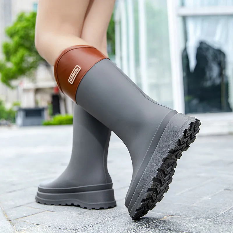 High Rain Boots for Women Waterproof Rubber Shoes Female Garden Galoshes Work Fishing Rubber Boot Long Kitchen Shoes Footwear