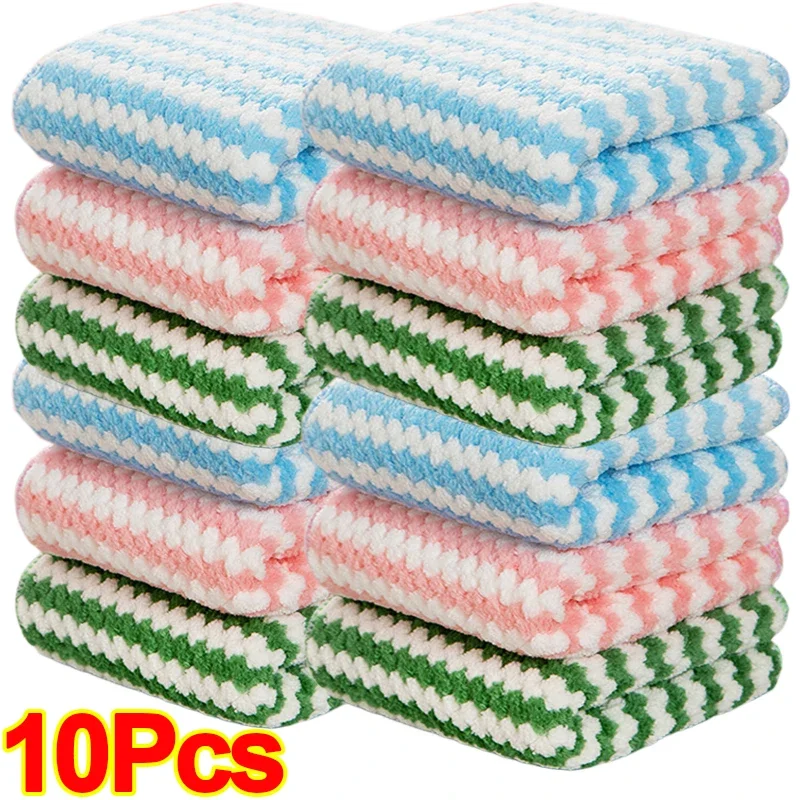 Microfiber Towel Absorbent Kitchen Cleaning Cloths Non-stick Oil Dish Towel Rags Napkins Tableware Household Cleaning Towel Tool