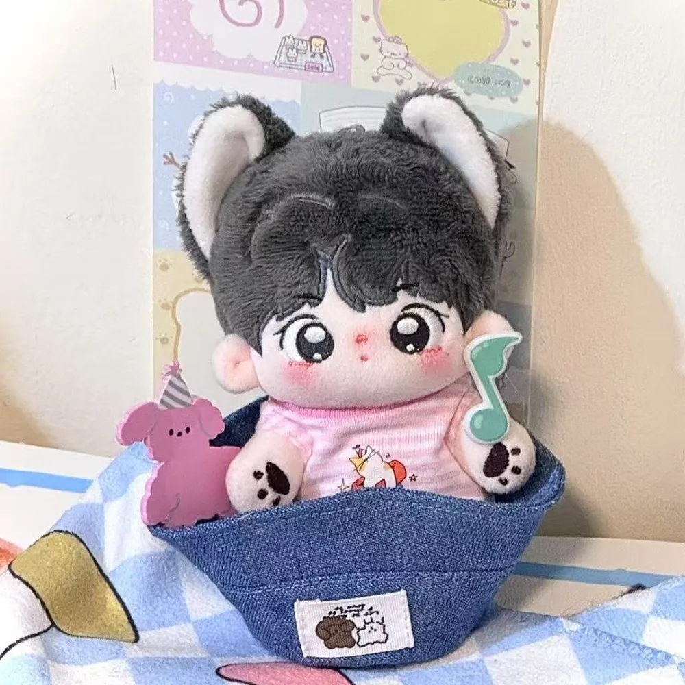 1 conjunto de camiseta listrada 10/20cm roupas de algodão chapéu de cowboy padrão de desenho animado 20cm roupas de algodão mini conjunto de verão 10cm roupas