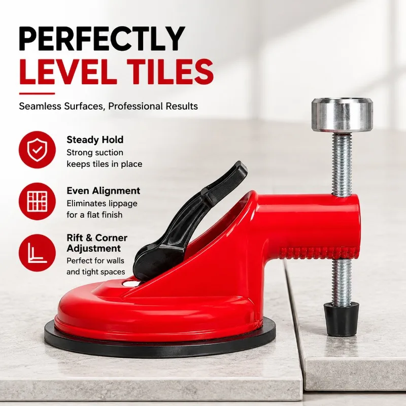 Tile Leveling System, Wall Bracket for Spirit Level, Ceramic Suction Cup, Slab Joint Tensioner, Internal External Corner