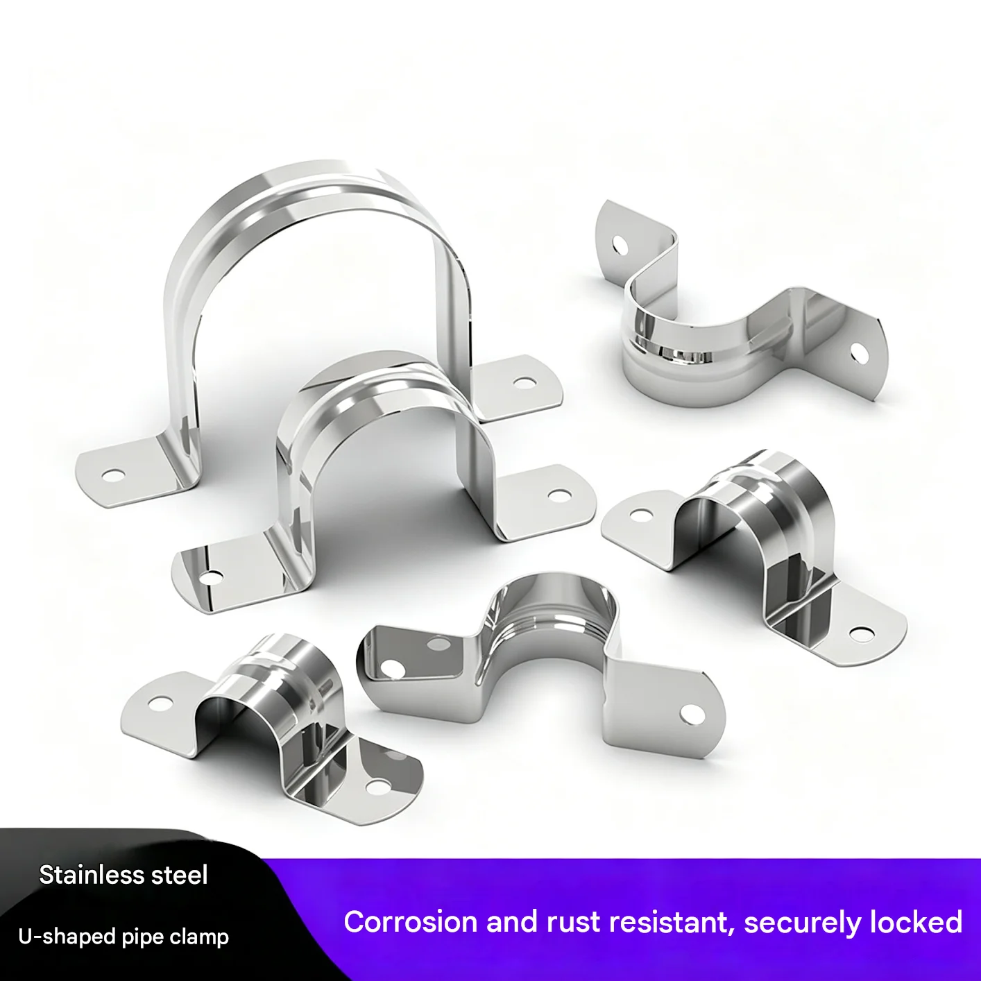 304 Stainless Steel U Shape Pipe Clamp Bracket 16-50mm Hose Clip Tube Holder Saddle Clamp for Water Pipe Plumbing Hardware100pcs