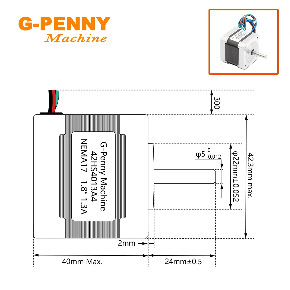 Gratis Pengiriman Motor Stepper Nema17 42HS4013A4 1,3a 0,41n. M 57OZ-IN 1.8 Derajat 4-Lead untuk Printer 3d Cnc