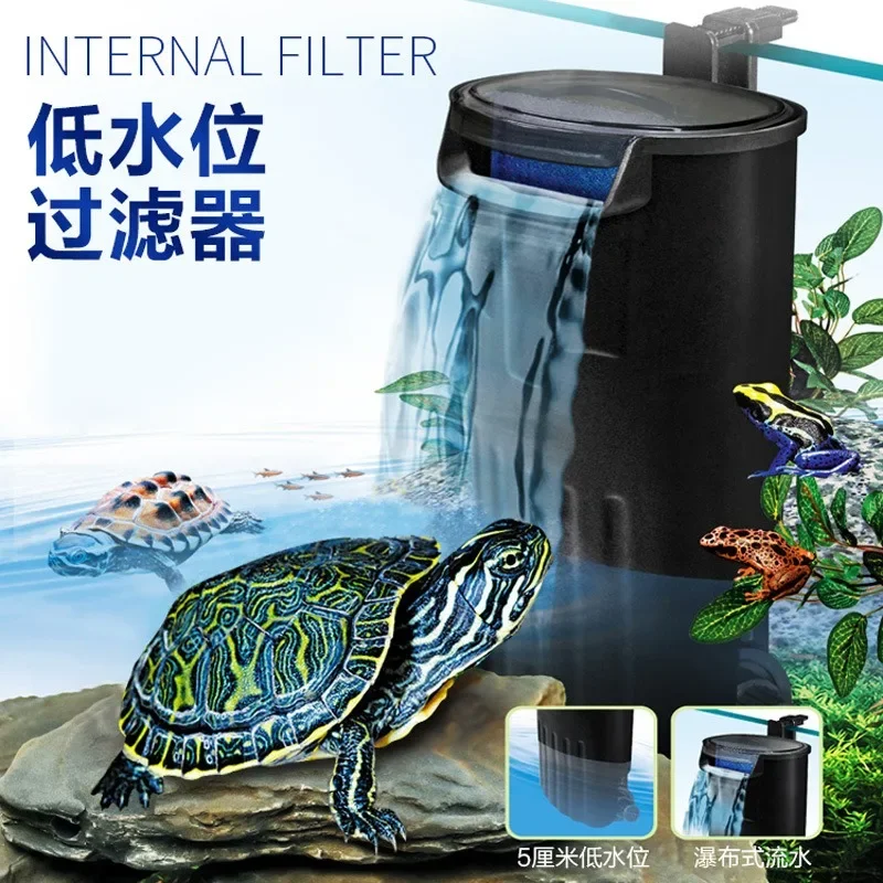 Aquarium Filter 5W Low Water Level Reptile Filter Suspended Waterfall Plastic Cleaning Water Pump Water Circulation Turtle