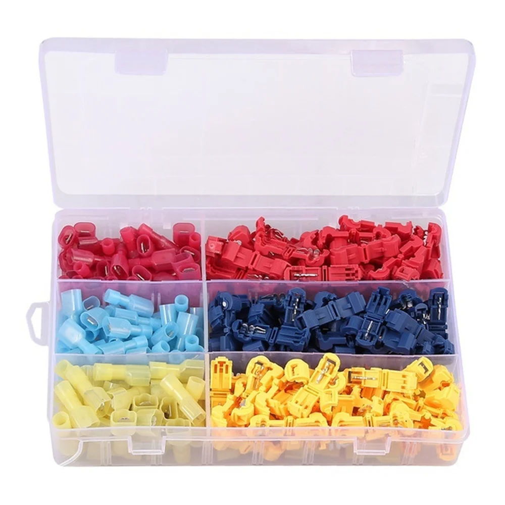 140PCS Quick Electrical Cable Connectors Snap Splice Lock Wire Terminals Crimp T-Tap Connector Assortment Kit with Box