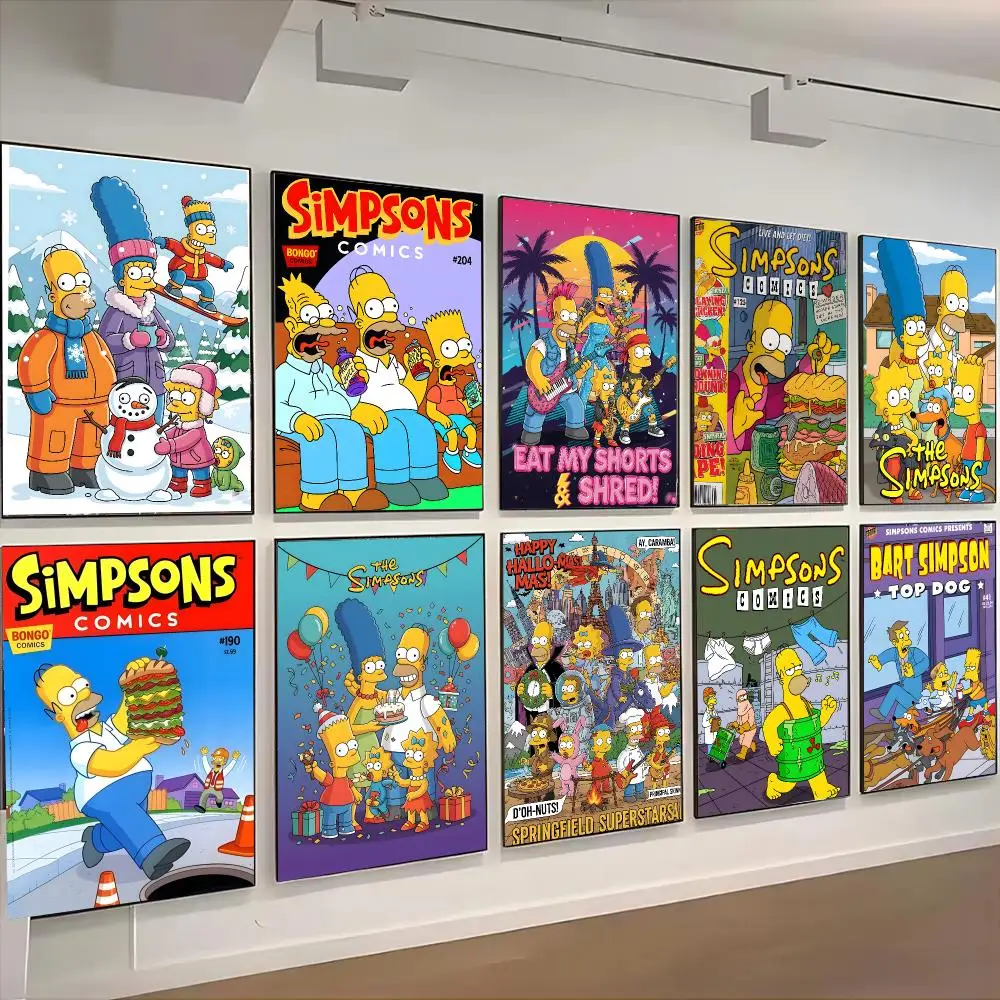 The Simpsons Animated Series Poster Self-adhesive Advanced Aesthetic Printing Paper Wall Art for Living Room Home Decor