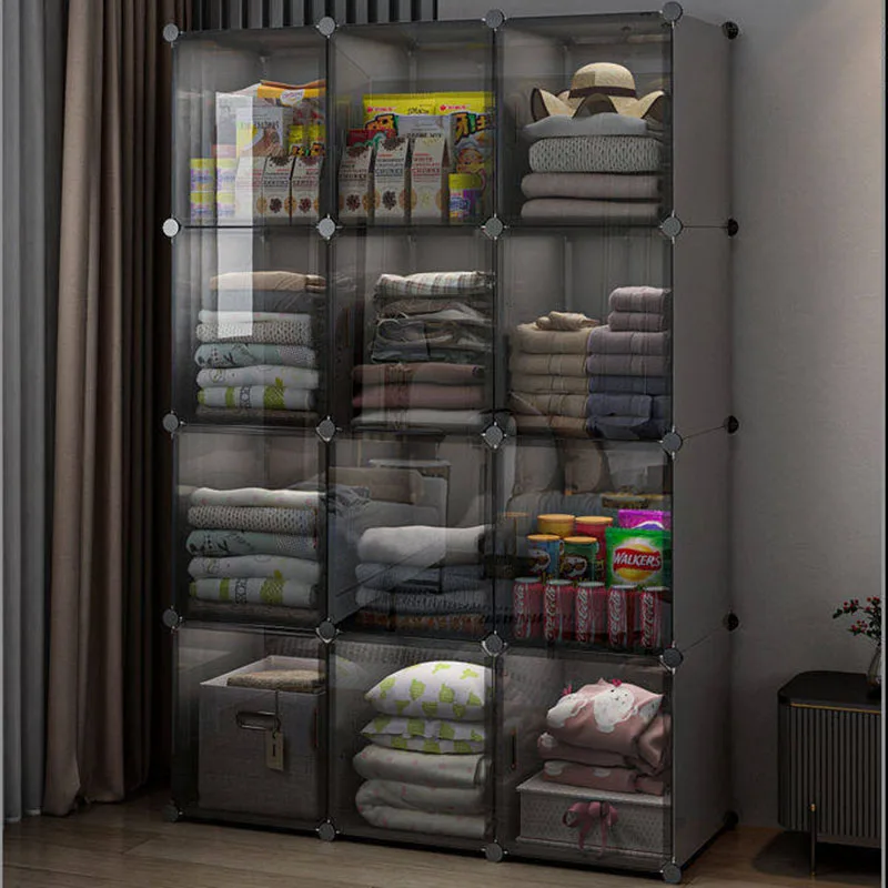 Display Storage Closet Organizer Foldable Plastic Cabinet Makeup Shelf Wardrobe Minimalist Modern