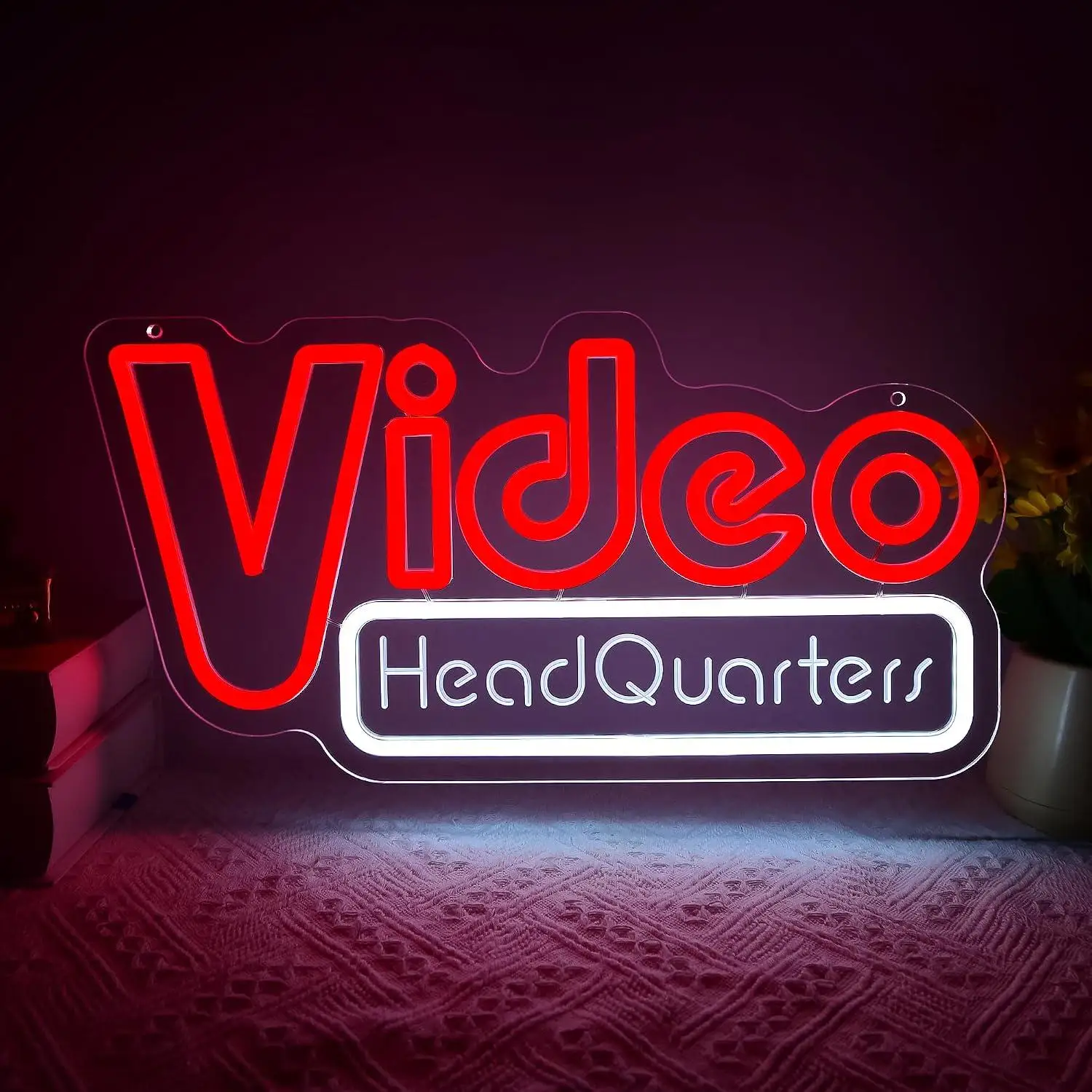 Video Headquarters Neon Sign Usb Powered Dimmable Neon Lights For Streaming Studio Content Creator Room Game Room Wall Decor