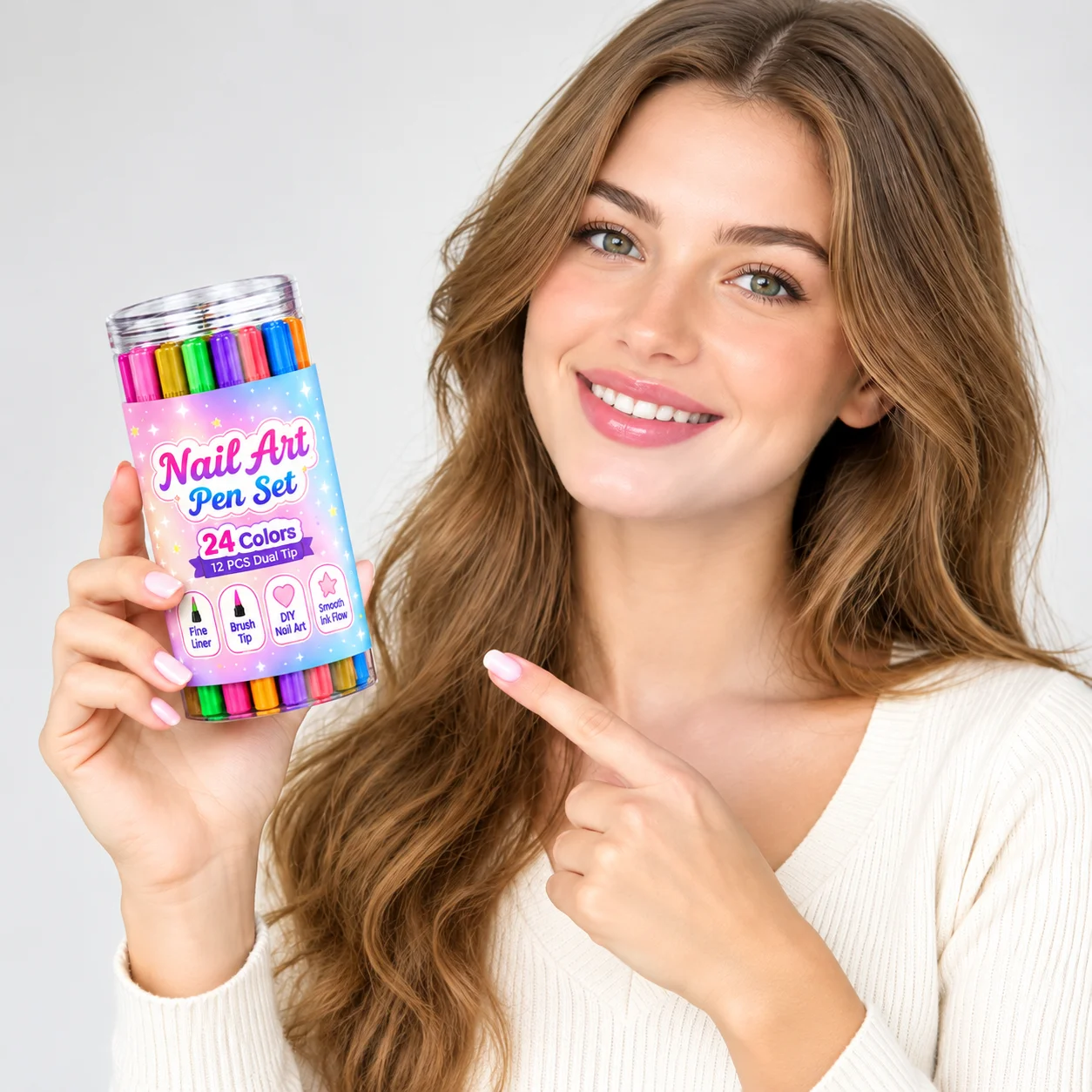 Dual-ended Nail Art Pen Set, Multi-color Mixed, Dual-purpose Design, Portable for Home Use, Easy to Operate for Beginners