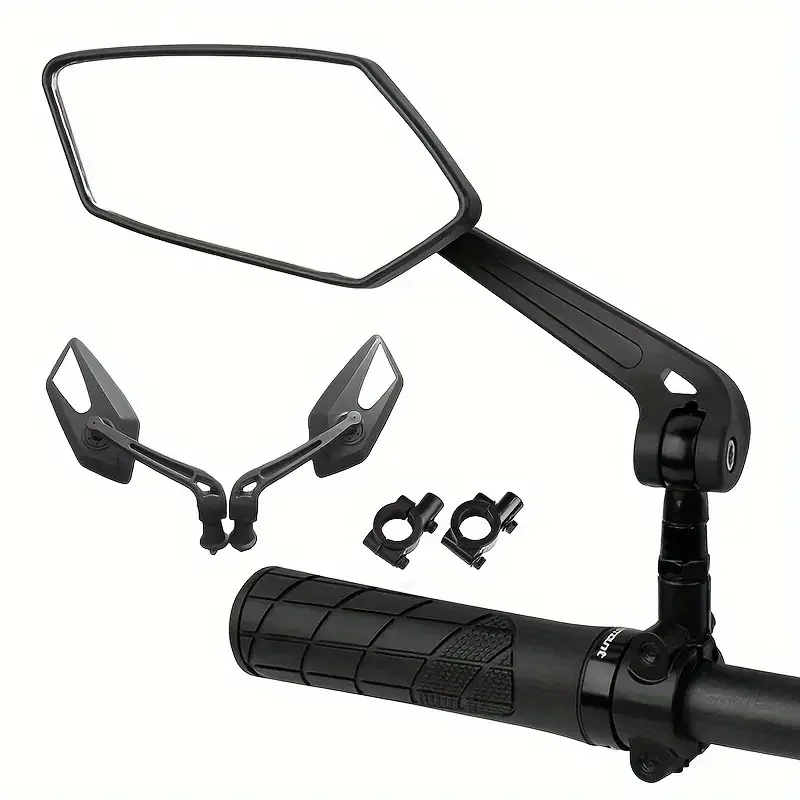 

2pcs Motorcycle Handlebar Mirror Rearview Motorbike Bars End Mirror Bicycle and E-scooter Mirrors - Wide Angle, Convex Lens