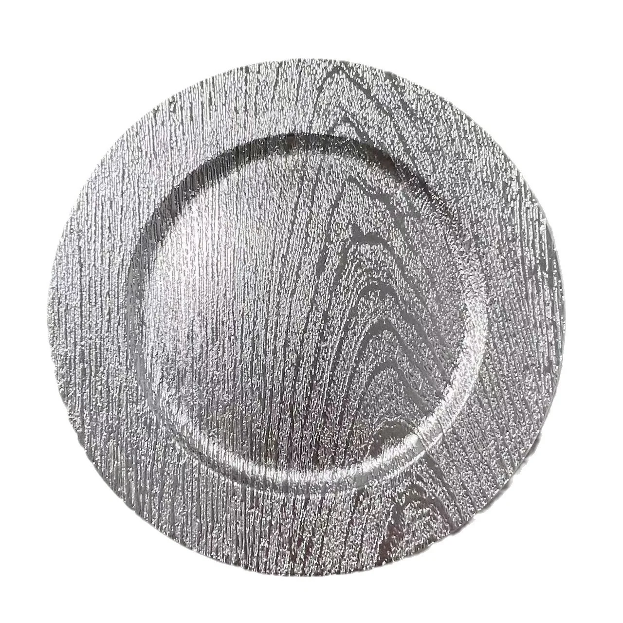 Diamond Rim Mirror Charger Plate 33cm Round Crystal Mirrored Tray 13inch Wedding Silver Mirrored Glass Charger Plates