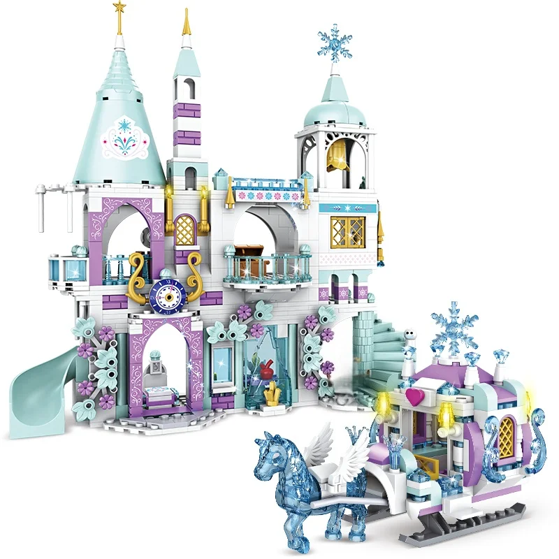 مجموعة مكعبات بناء قلاع الثلج للبنات، ألعاب بناء منزل وعربات، نموذج كلاسيكي، ألعاب أطفال، هدية للأطفال