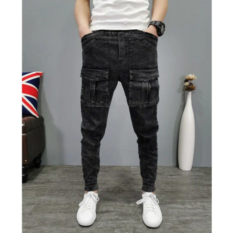 Calça cargueira masculina de rua alta, macacão da moda, personalidade hip-hop, calça casual, jeans Y2K, nova