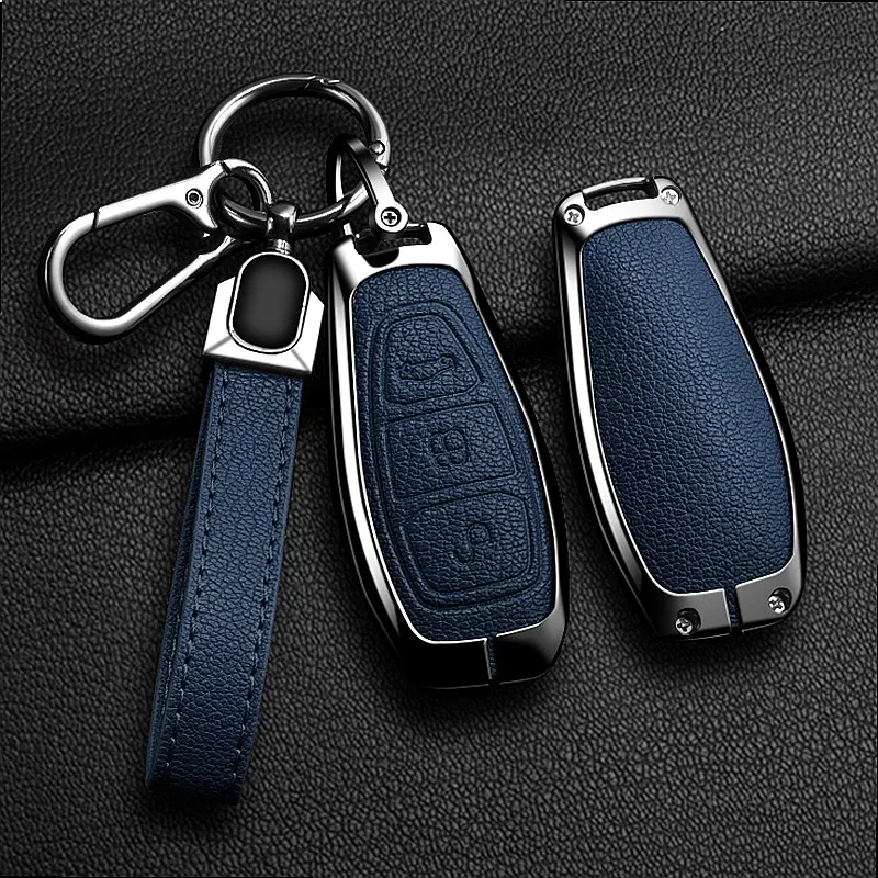 Suitable Car Leather Remote Key Case Cover for Ford Focus 3 4 ST Fiesta Fusion Kuga Ecosport Mondeo MK3 MK4 Protect Accessories - view 6