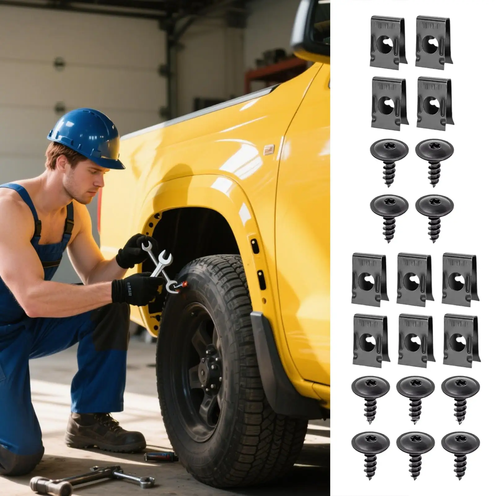 

10 Sets Auto U Clips with Screws Vehicle Clips and Screws Set Metal Rustproof Repair Accessories for Cars RVs Trucks Vehicle