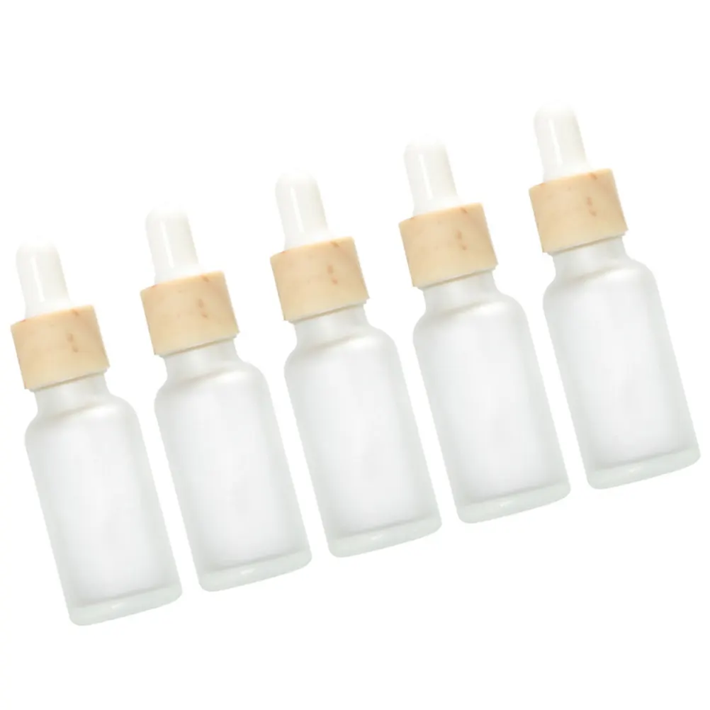 5Pcs Frosted Glass Dropper Bottle Subpackaging Transparent Refillable Container Portable Travel Essential Oils Lotion
