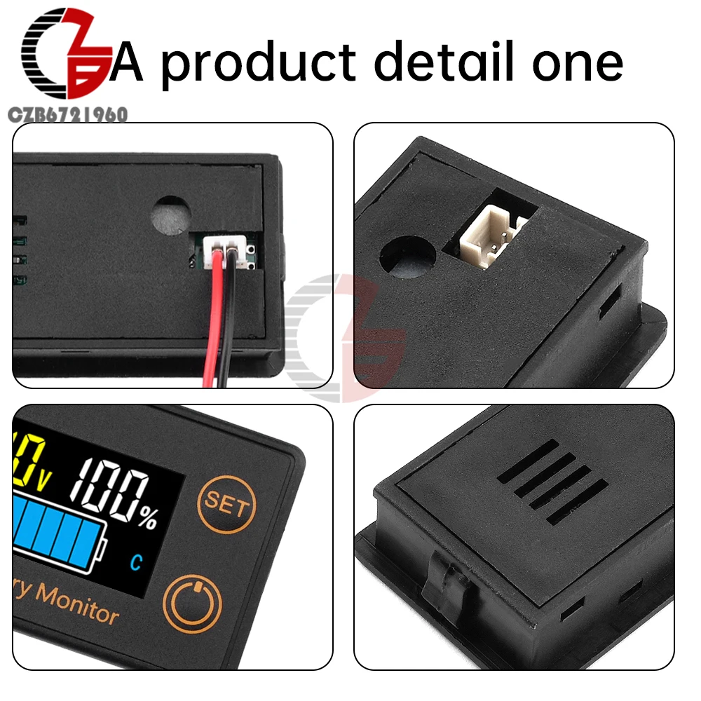 Imagem -05 - Lcd Digital Bateria Capacidade Indicador Impermeável Voltímetro Inteligente Carro e Motocicleta Voltage Meter Battery Tester dc 7100v