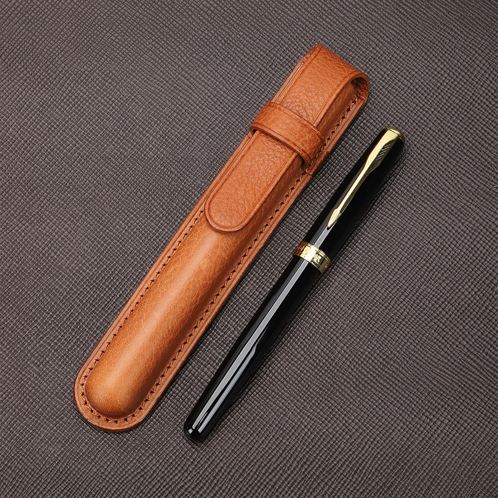 CRAZYSMITH Handmade Genuine Leather Fountain Pen Case, Full Grain Cowhide Pen Sleeve Holder, Protective Pen Pouch, Luxury Gifts