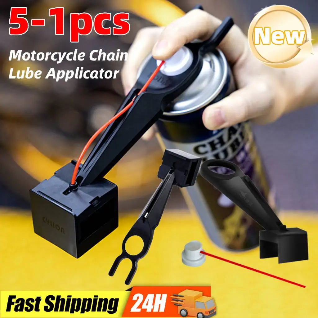 5-1pcs Second Generation Motorcycle Chain Oiler Spray Chain Lube Applicator Gear Mess-Free Chain Cleaner Attachment Bike Tools