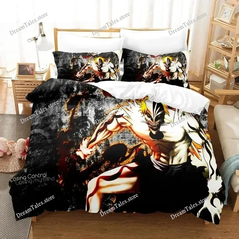 Exquisite 3D Anime Zangetsu Bleach Wallpaper Print Bedding Set Duvet Cover Comforter Bed Youth Kids Girls Boys Gift