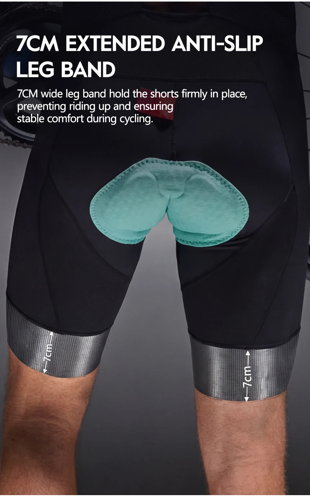 RION Herren Radsport-Trägerhose Mountainbike MTB Tights Polsterung Fahrrad-Trägerhosen Fahrradausrüstung Italienisches Dolomiti-Polster 8H Outdoor-Sport – Detail 7