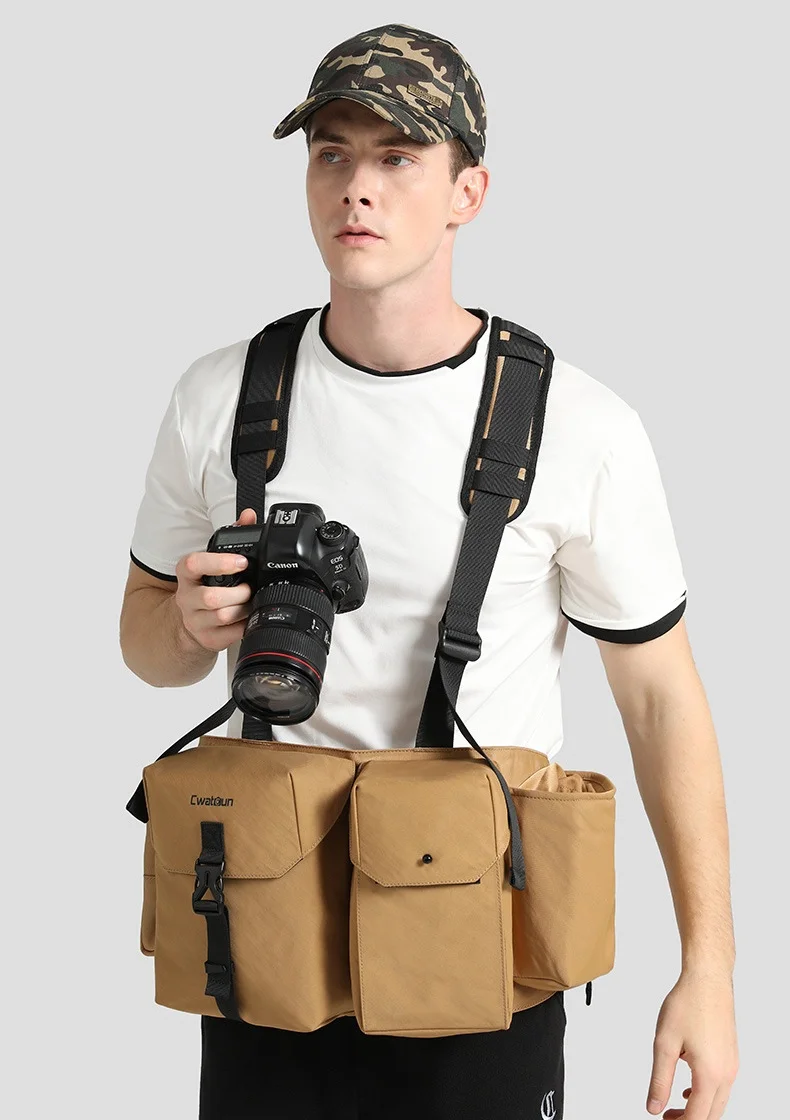Camera Strap Chest Pack Multifunctional Camera Bag wateroroof Vest Waist Pack DSLR Camera Harness for Body Lens phone bottle