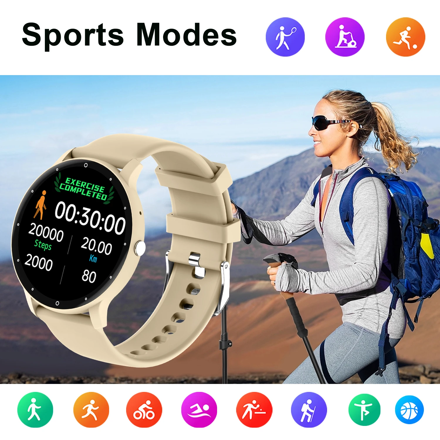 Smartwatch, Wireless Calling/dialing, Multi-sport Mode, Multiple APP Alerts, Compatible with IPhone/Andriod