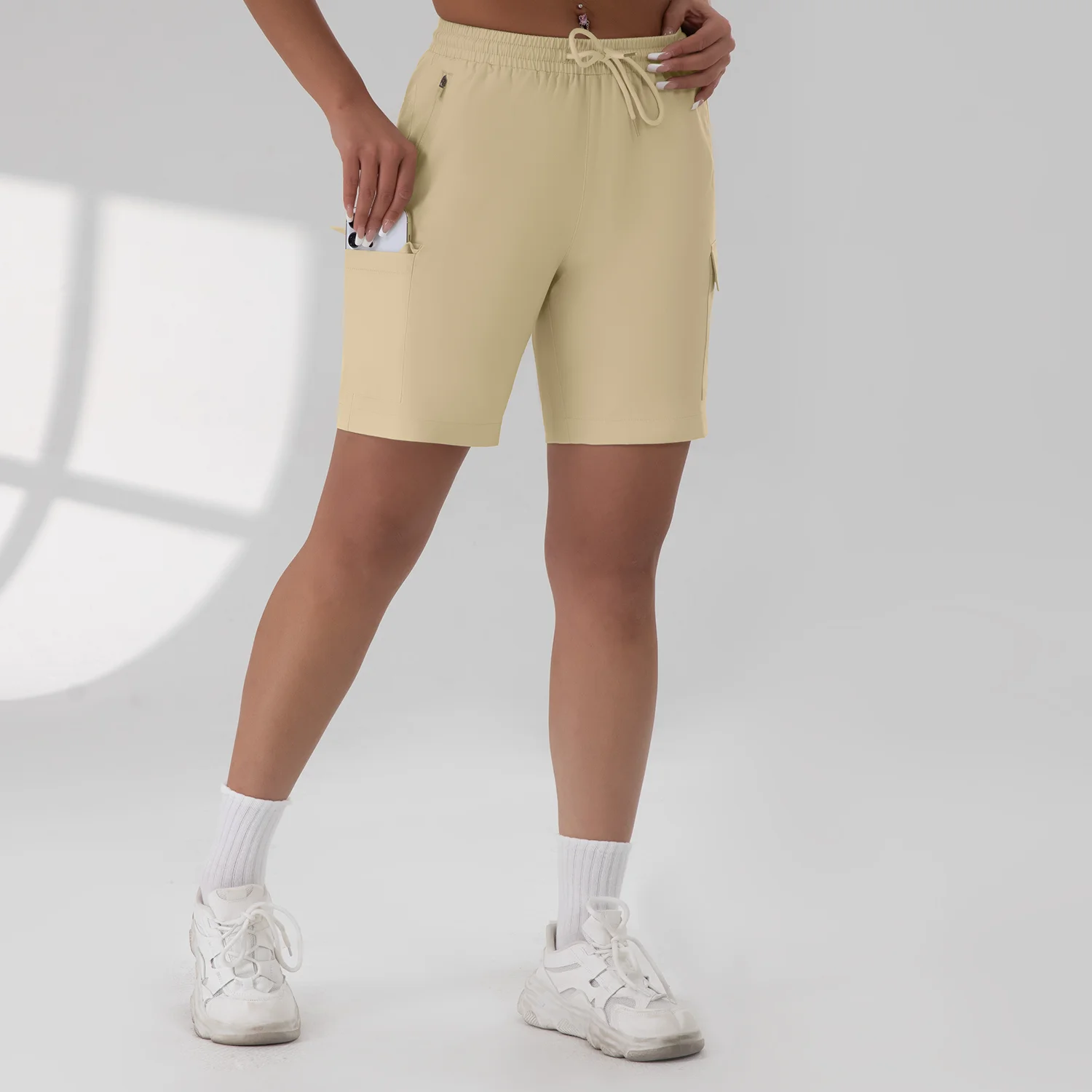 Pantaloncini cargo da trekking da donna 1/2/3 pezzi con tasche con cerniera Pantaloncini in tessuto estivo da golf e atletico all'aperto