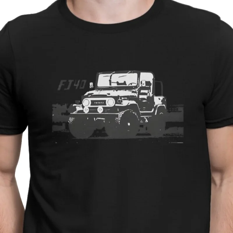 تي شيرت رجالي 1971 A Land Cruiser FJ40 كريزي القطن الخالص تي شيرت قصير الأكمام كروزر تي شيرت س الرقبة بلايز فريدة من نوعها