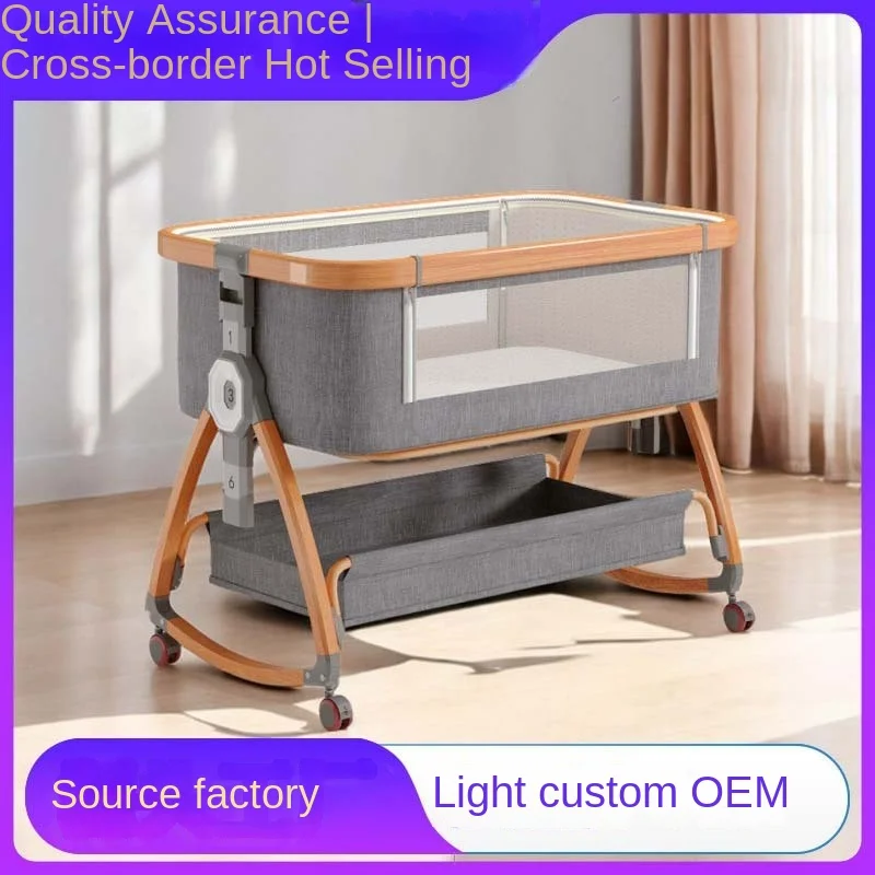 Lazychild Aluminum Alloy Crib Cradle Bed Portable Foldable Multi Functional Baby Bed Newborn Spliced Large Bed