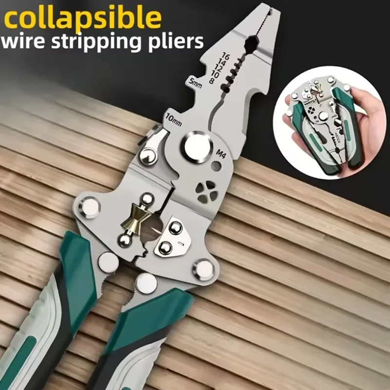

Многофункциональные складные плоскогубцы для зачистки проводов для электриков. Специализированные кусачки для проволоки с эргономичным дизайном.