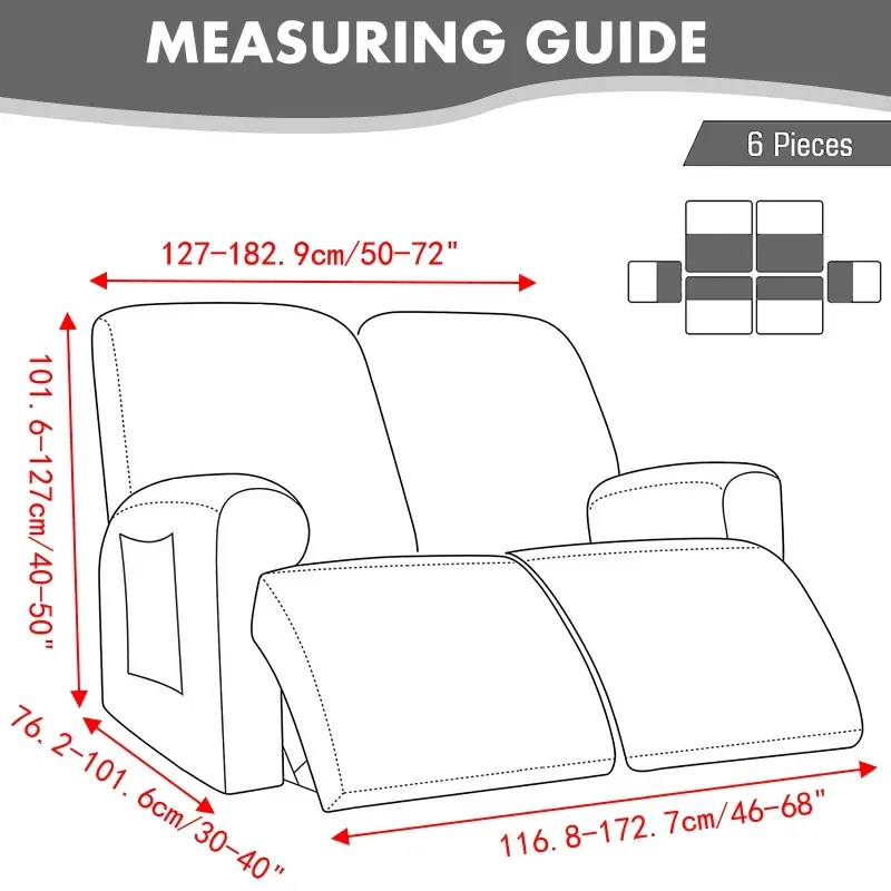 1 2 Seater Velvet Recliner Cover Stretch Lounger Sofa Chair Slipcovers for Living Room Couch Covers Furniture Protector Elastic