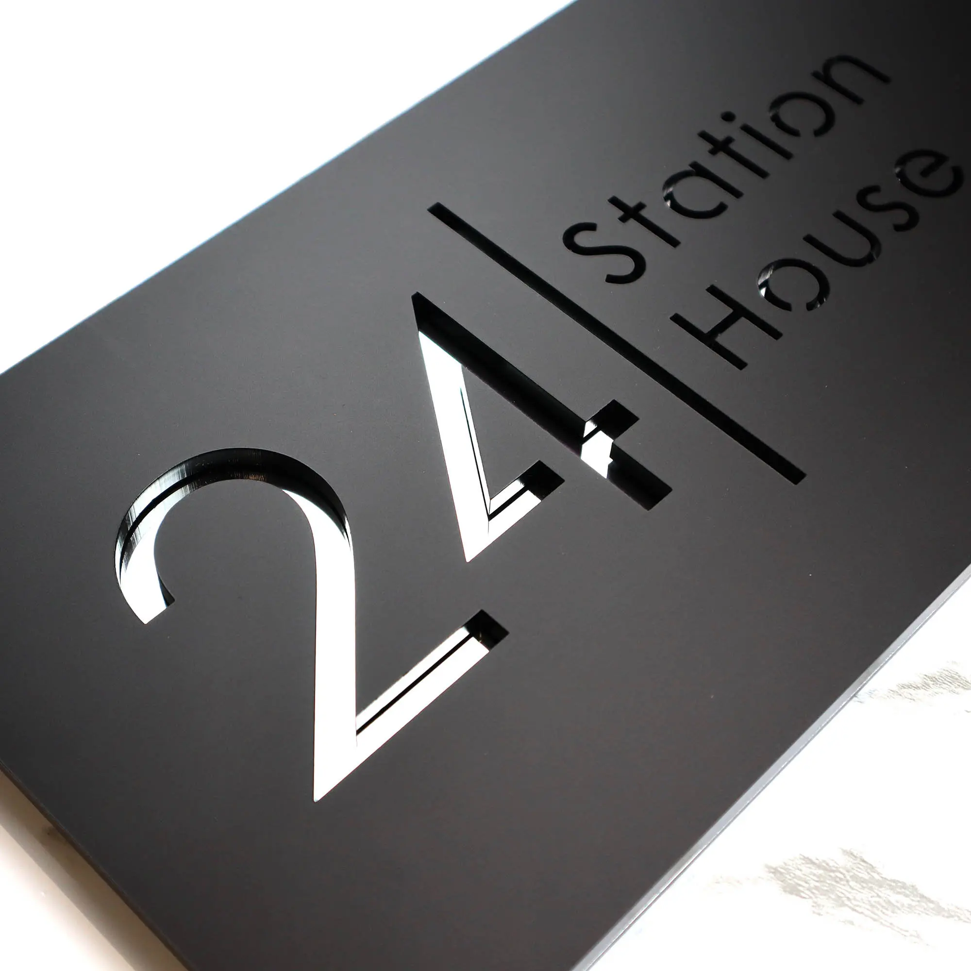 Personalized customized laser engraving acrylic matte black/matte gray outdoor house number and street number Plaque