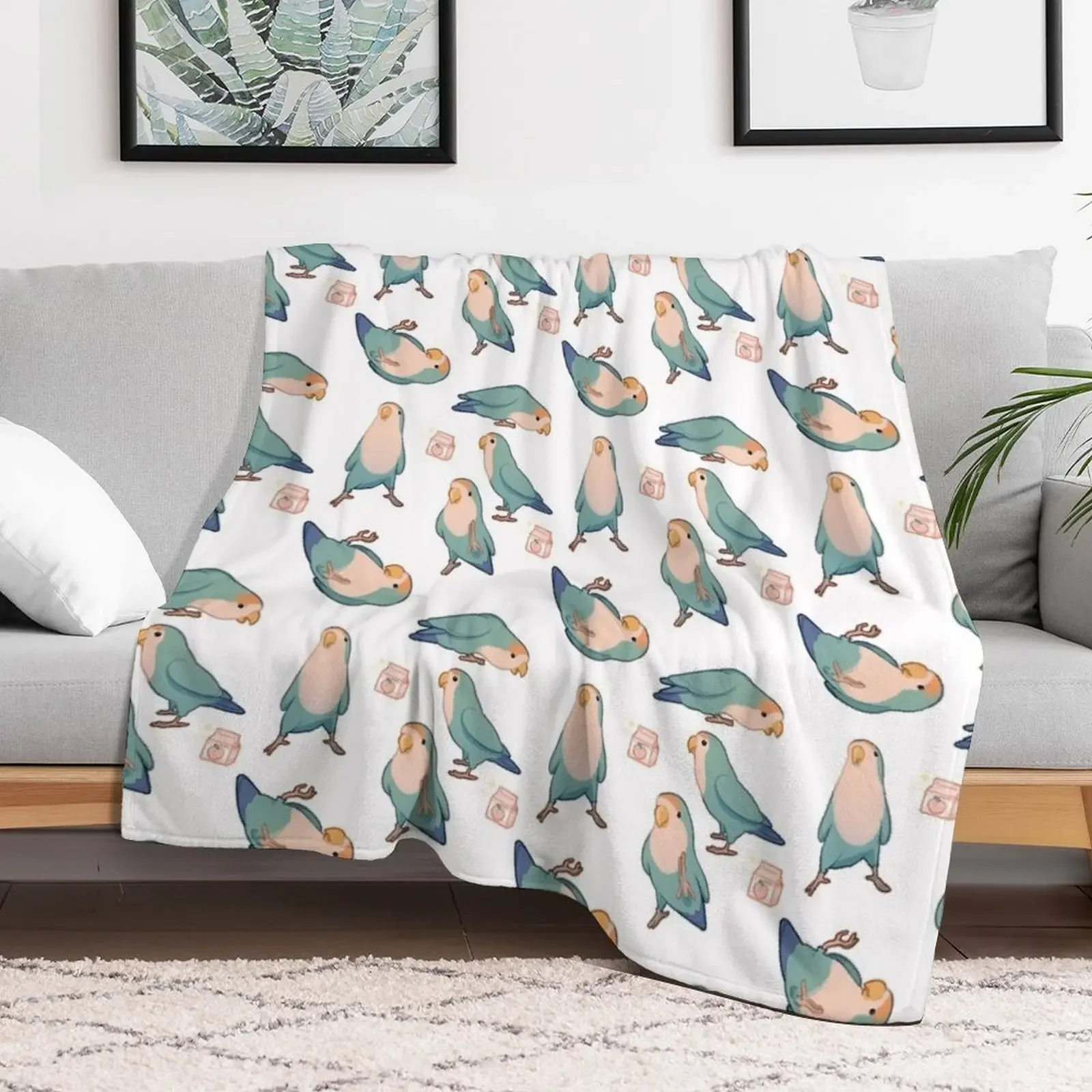 Playful blue lovebirds Throw Blanket Luxury Thicken Decorative Throw Flannel Fabric Blankets