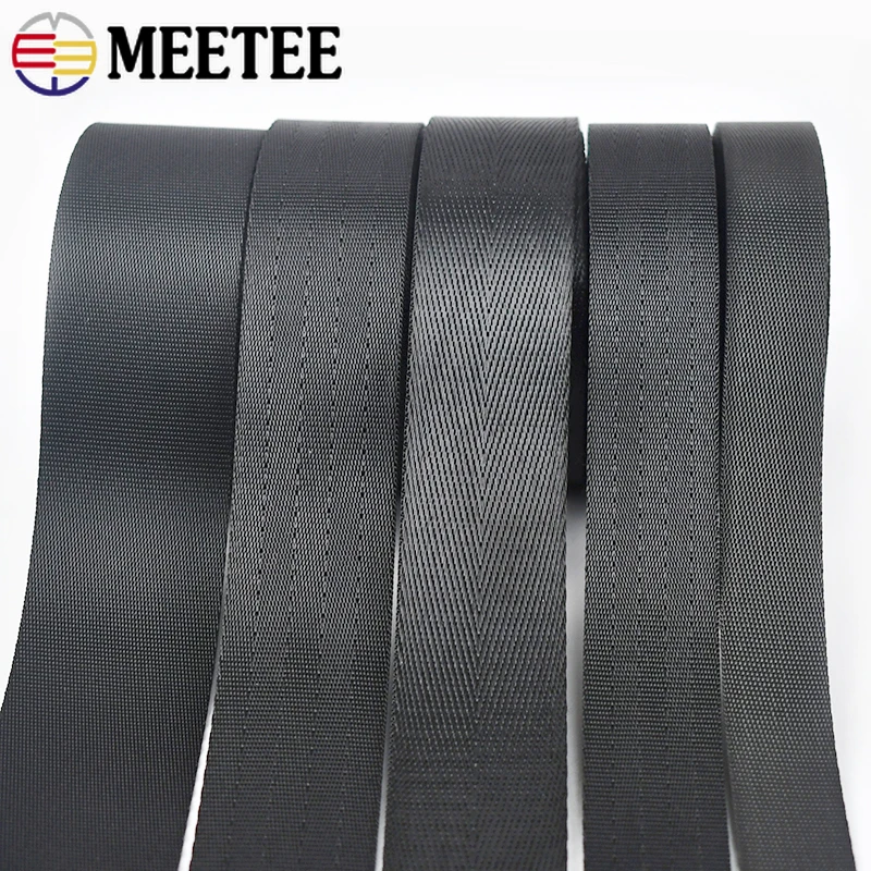 2/5Meters Nylon Black Webbing Tape 20/25/32/38/50mm Herringbone Pattern Backpack Strap Band DIY Belt Ribbons Sewing Accessories